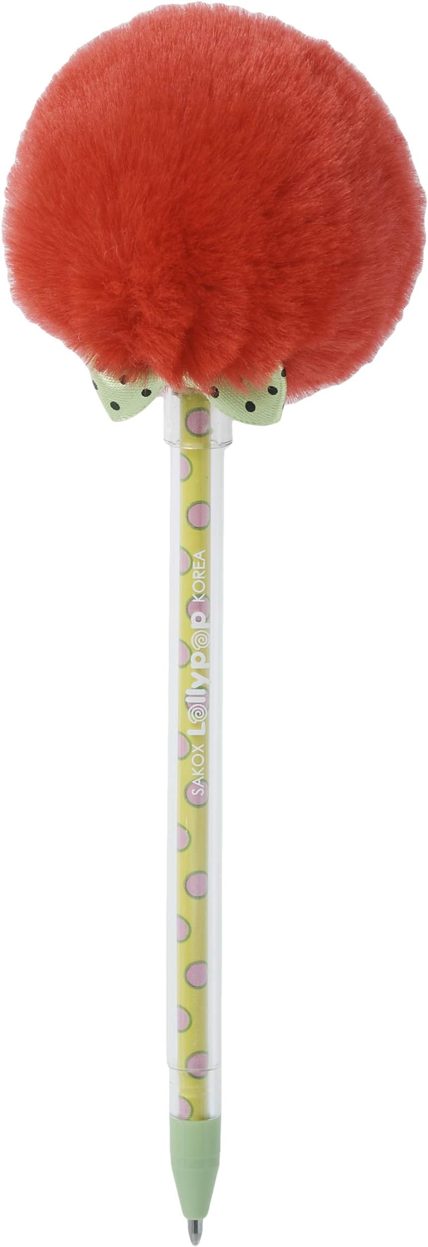 Ooly Sakox Lollypop Pom Pom Scented Ballpen - Watermelon - Black Ink Pen