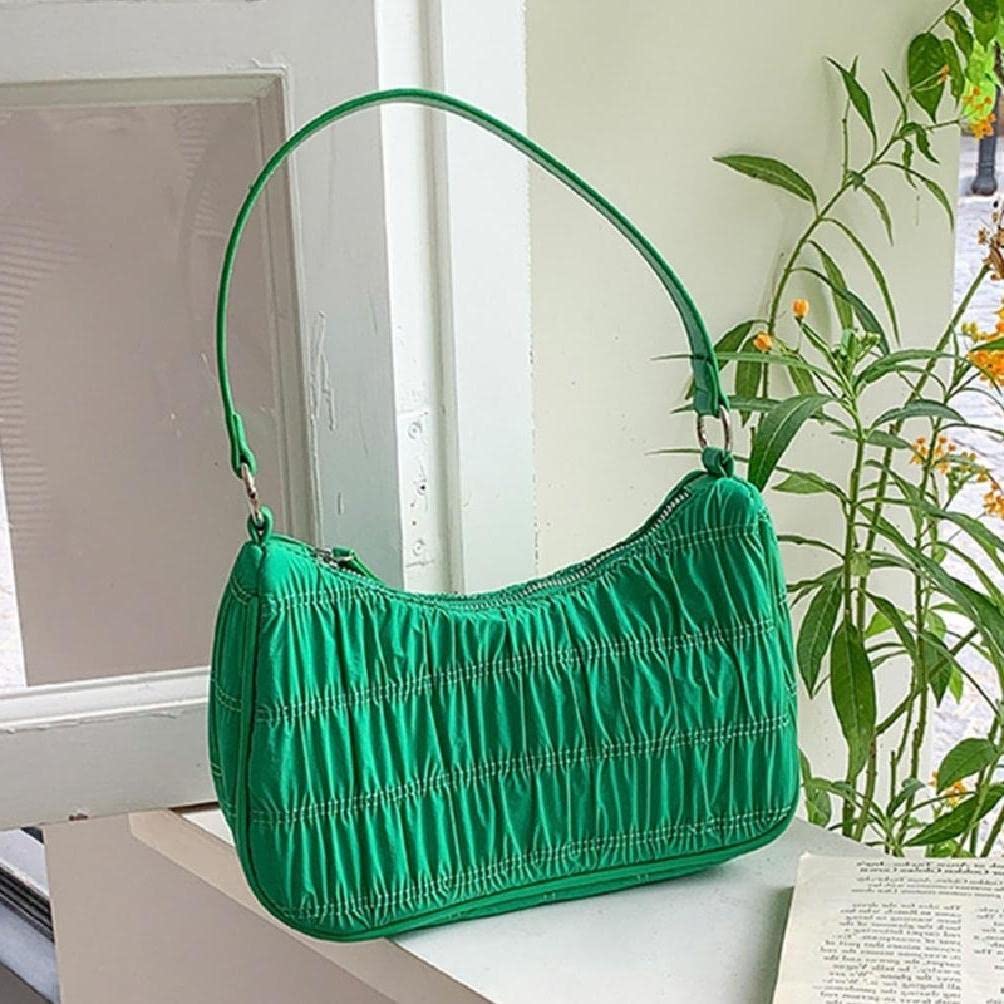 LamalaShoulder Bags For Women Girls Pleated Tote Handbag Nylon Armpit Bag Zipper Satchel Bags Underarm Bag Luxury Handbags Womens Shoulder Bags