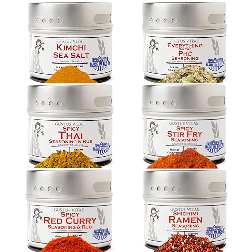 Asian Seasonings - Juego de regalo gourmet Tastes of Asia Mezcla de especias artesanales Paquete de seis Sin OMG, todo natural, lote pequeño