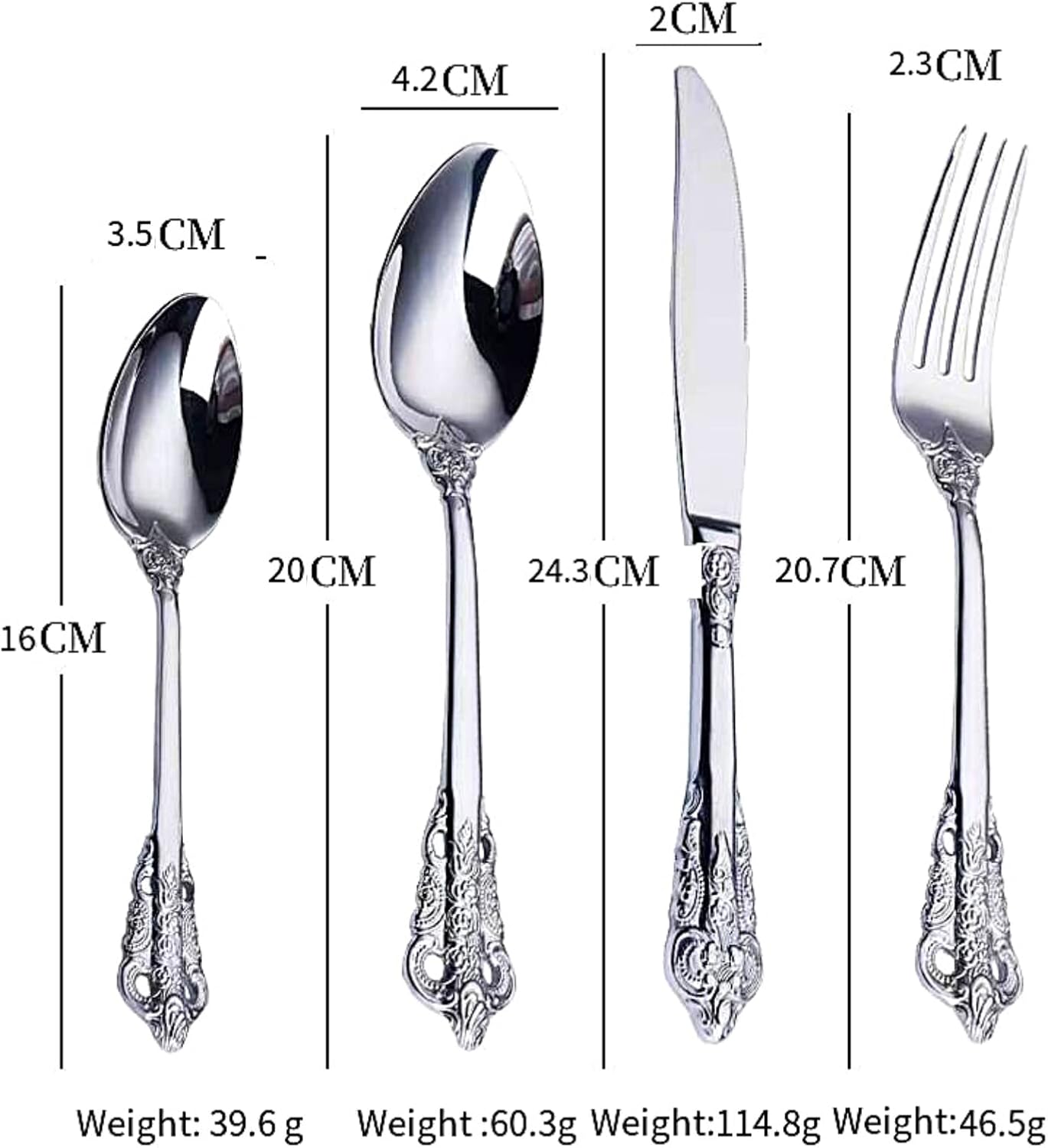 Stainless Steel 24 Piece Cutlery Set - Silverware Set with Knife Fork Spoon & Teaspoon, Dishwasher Safe and Easy Clean. Mirror Polished Gold & Silver Utensils, Service for 6 Persons (Gold)