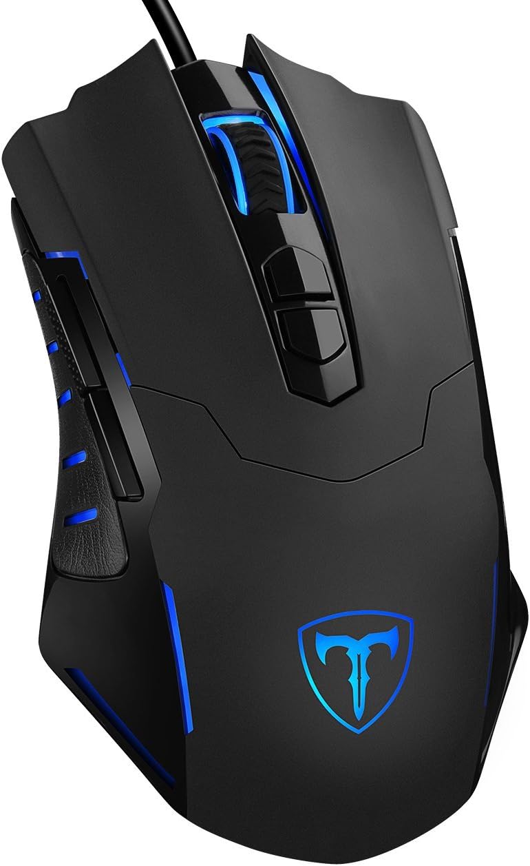Gaming Mouse, [New Version] PrimAcc Computer Mouse PC Mouse, 7200 DPI Wired LED Gaming Mouse Ergonomic Mice with 5 Adjustable DPI, 7 Programmable Buttons, Black