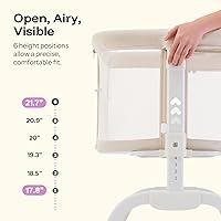 Vista 4 de HARPPA Moisés de bebé 2 en 1 con malla transpirable y colchón, 6 alturas ajustables, cama de noche con correa de anclaje, cesta de almacenamiento