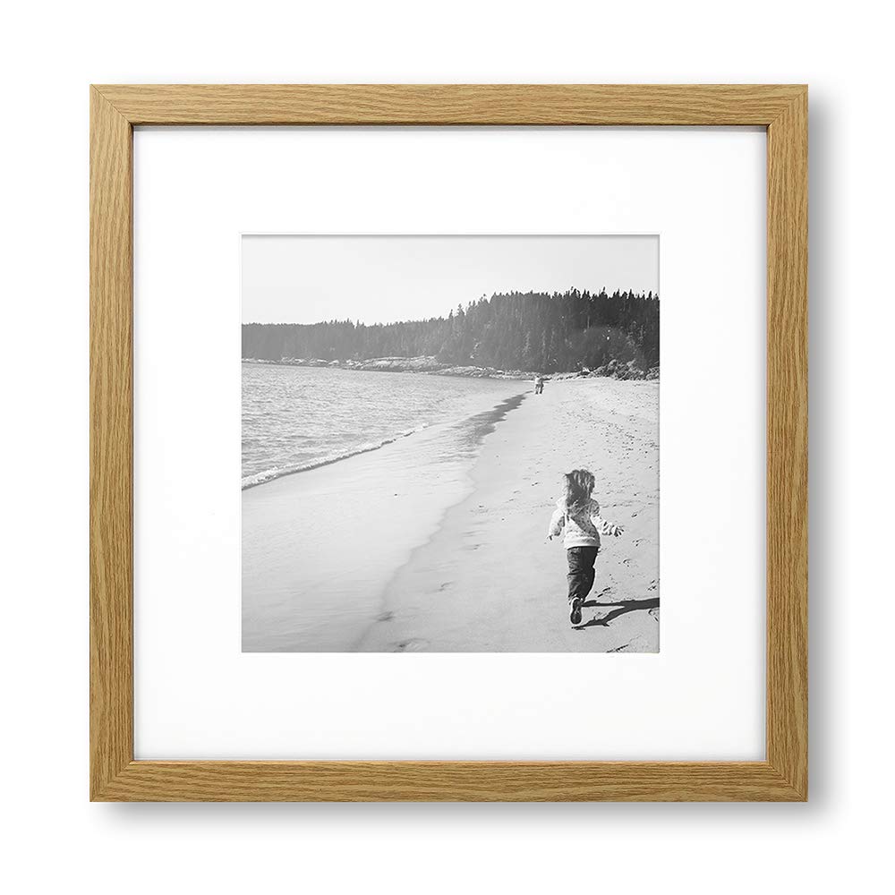 Pf+A Oak Effect Real Glass 12X12 With White Mount For 8X8 Photo - Frame For 8X8 With Mount - Square Picture Frame