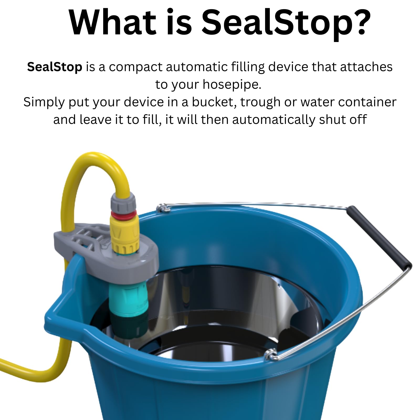 SealStop, valvola di arresto automatica dell'acqua per tubo flessibile, dispositivo di prevenzione del troppopieno, attacco per tubo flessibile che consente di risparmiare acqua, interrompe il
