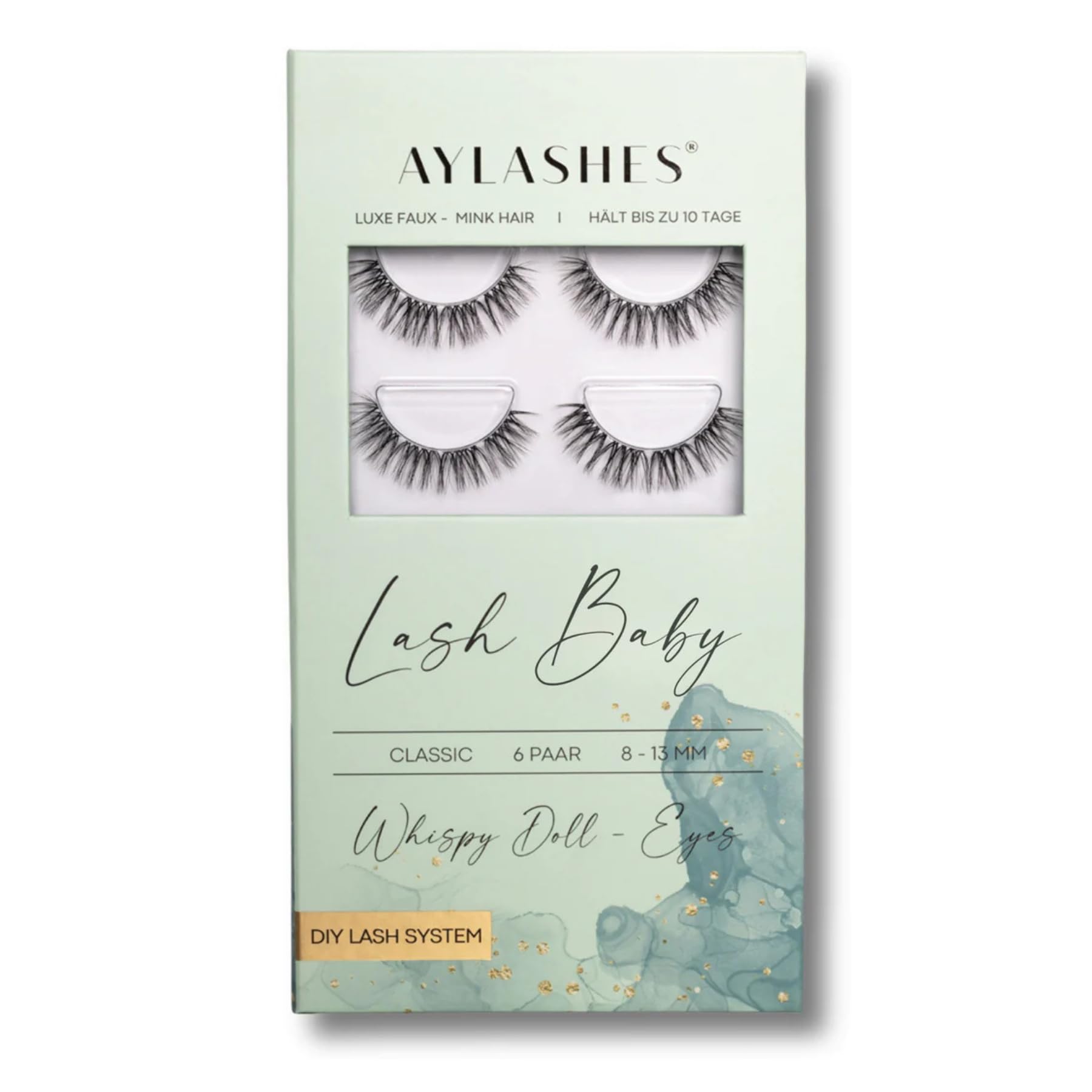 AYLASHES - DIY Wimpernextensions Maxi Box LASH BABY | 6 Paar Wimpern | bis zu 7 Tage Halt | Wimpern DIY Set für zu Hause | künstliche Wimpern | Klebewimpern | Cat eye lashes | lash extension set