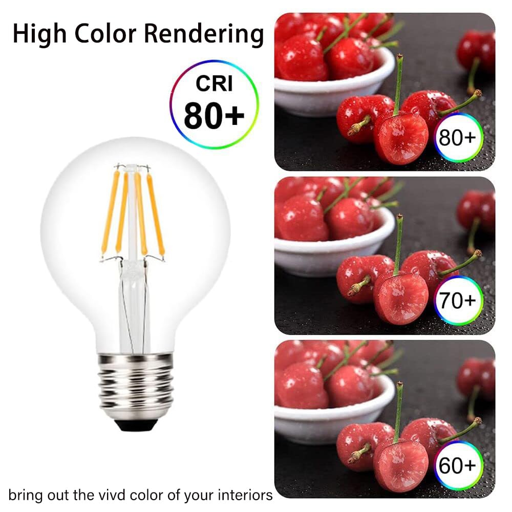 4W G80 E27 80mm Edison Globo Retro Bombilla LED Filamento, Luz Blanco Cálido 2700K, 400 Lúmenes, Reemplazo de 40W Hálogena Bombilla, No Regulable, 2 Unidades