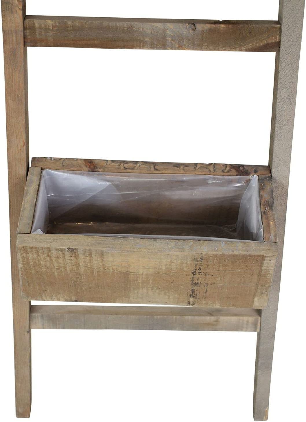 Échelle rustique en bois recyclé, 110 cm de haut, avec 2 jardinières, balcon et décoration de jardin pour l'extérieur, jardinière, plate-bande surélevée