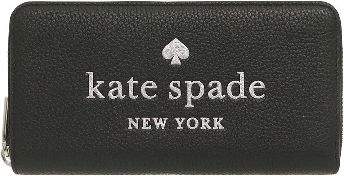 [ケイトスペード] kate spade 財布(長財布) K4708 ブラック グリッター オン エンボスド レザー ラージ コンチ