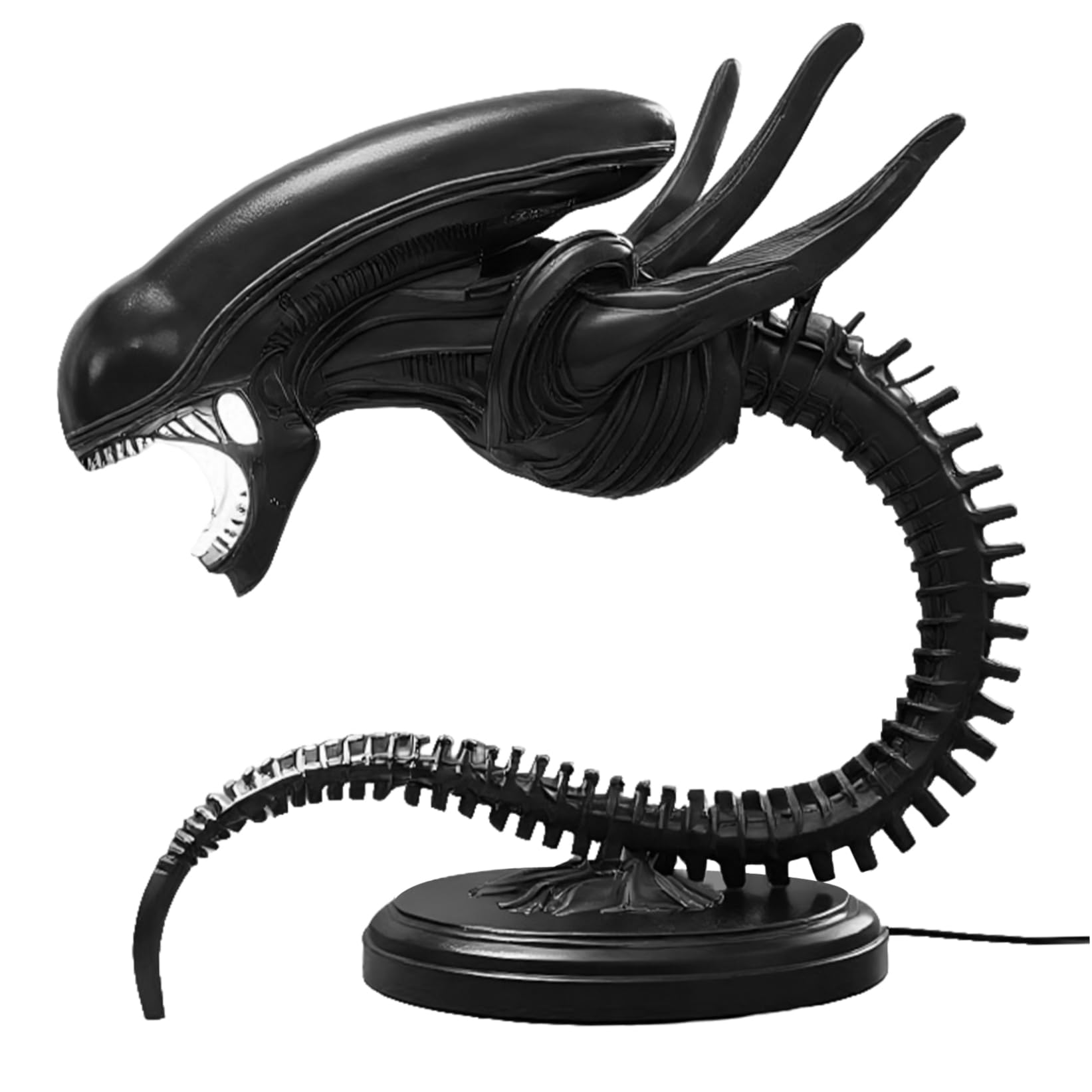 Rachlicy Alien Lamp Cool Resin Halloween Statue Alien Lights 3D Chargeable Desk Lamp with Cable for Bedroom Living Room