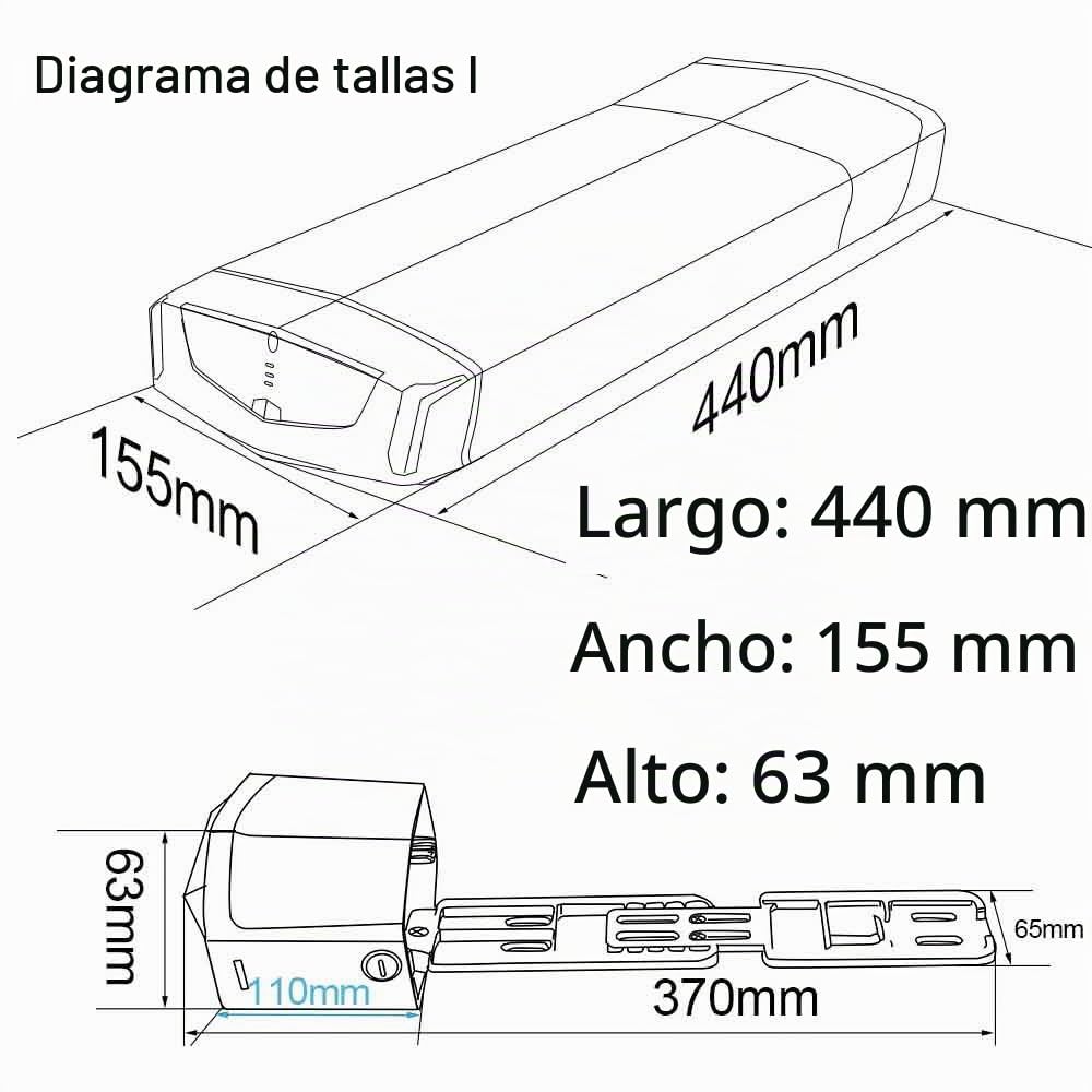 UNIT PACK POWER UPP Batería de Bicicleta eléctrica de 36v 13Ah - batería de Iones de Litio para Kit de conversión de Bicicleta eléctrica de 500w 250W (13Ah, con luz Trasera)