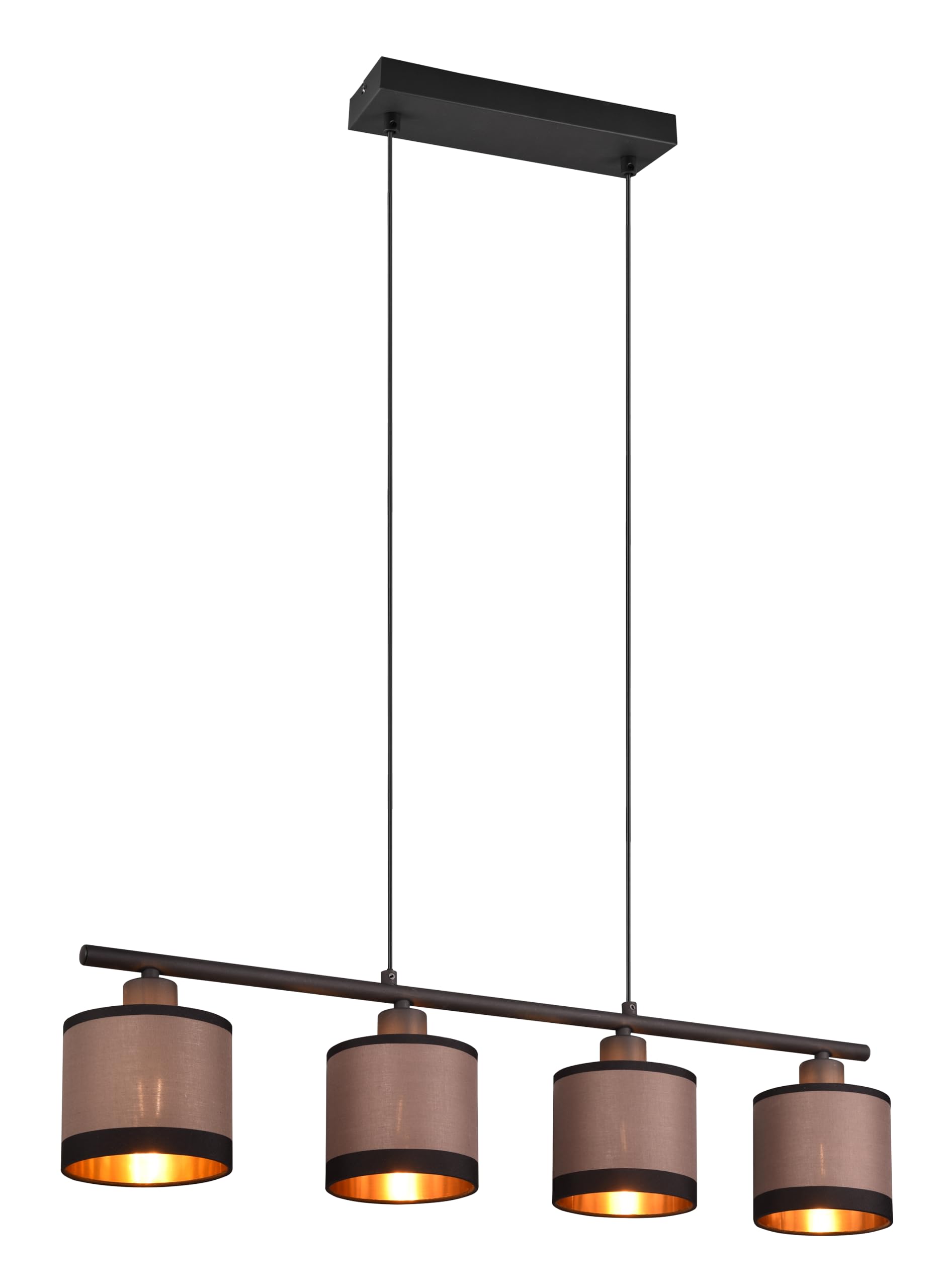 Suspension Davos Reality Leuchten métal noir et tissu taupe 4x E14