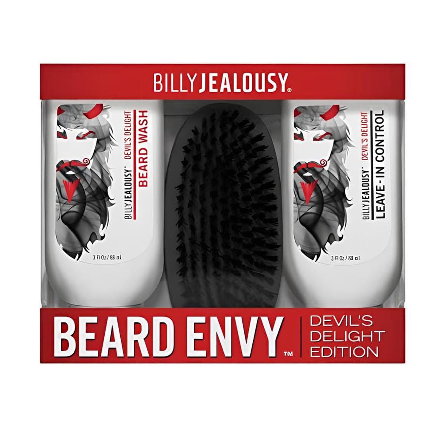 Billy Jealousy Beard Envy Facial Hair Refining Kit with Beard Wash Facial Hair Control and Boar Bristle Brush for Clean, Hydrated, Soft, Tamed Unruly Mane