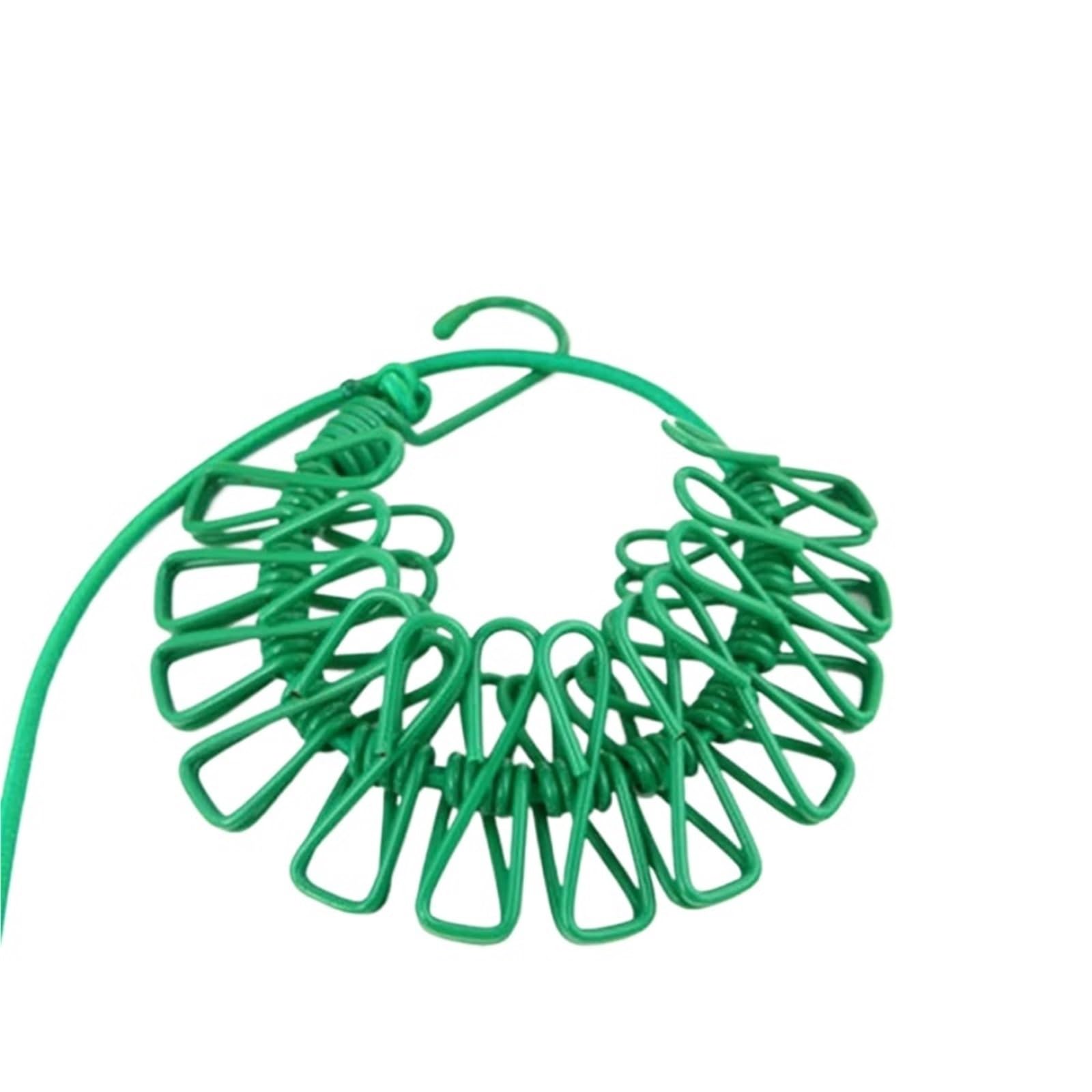 Laundry Line Fabric Clothesline With 12 Clips Portable With Retractable Dryer Drying Rack (For Outdoor Use) Balcony Garden(Green)