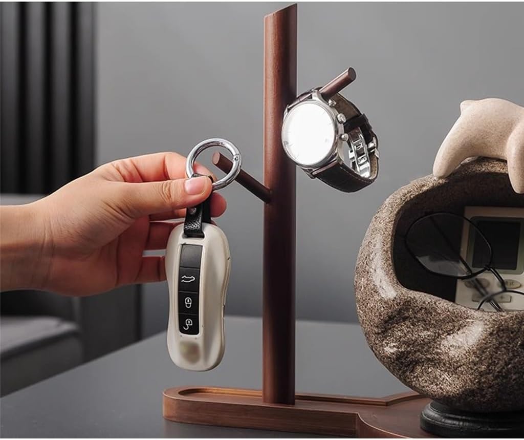 KITCISSL Key Bowl for Entryway Table, Jewelry Organizer Tray Key Storage Shelf Ornament Decorative Trays for Coffee Table, Key Phone Coin Change Watches Candy Holder Sundries Tray(with Holder)