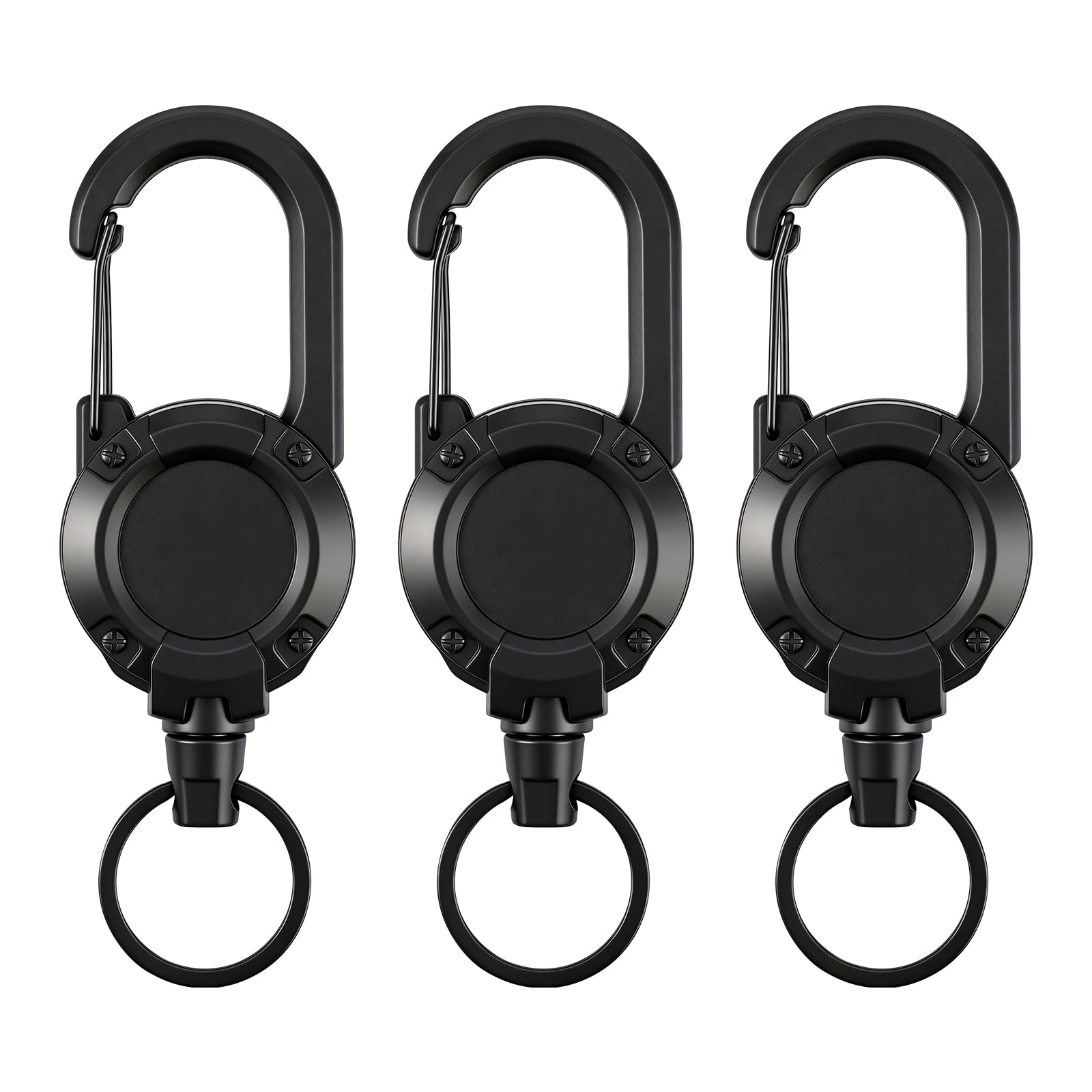 3Pcs Retractable Keychain,Lanyard Badge Reel with 23.6'' Steel Cord