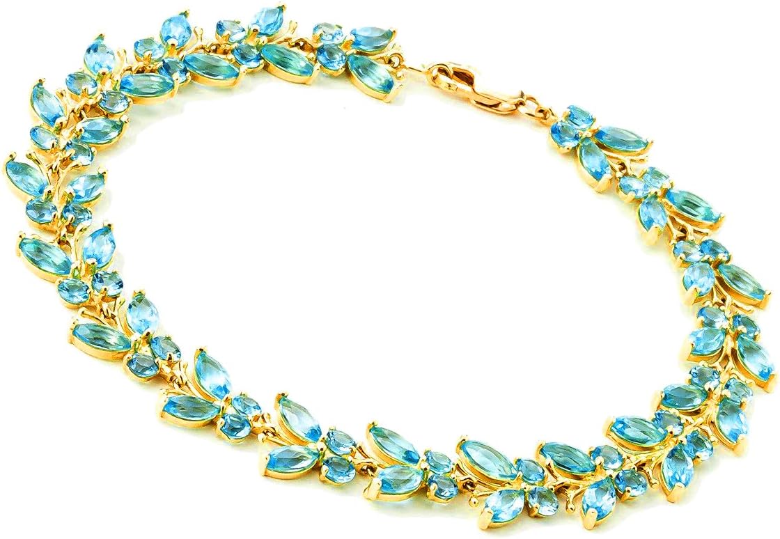 Galaxy Gold GG 16.5 Carat 14K Solid Gold Butterfly Bracelet Blue Topaz