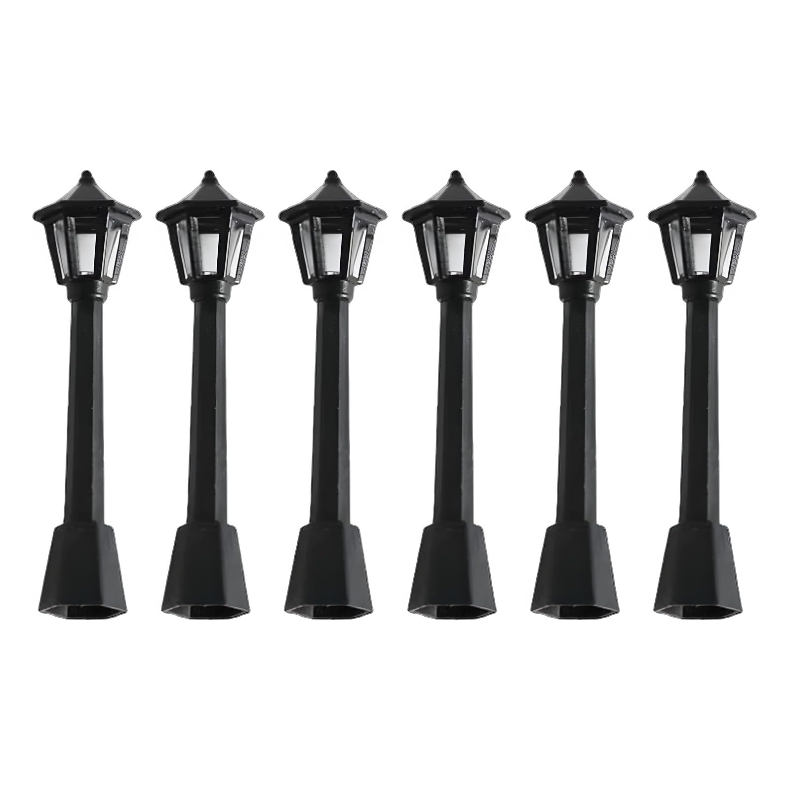 Yjemle 6PCS Mini Street Light Model Railway Train Lamp Miniature Plastic Village Pathway Lantern Post for Micro Landscape Fairy Garden Accessories