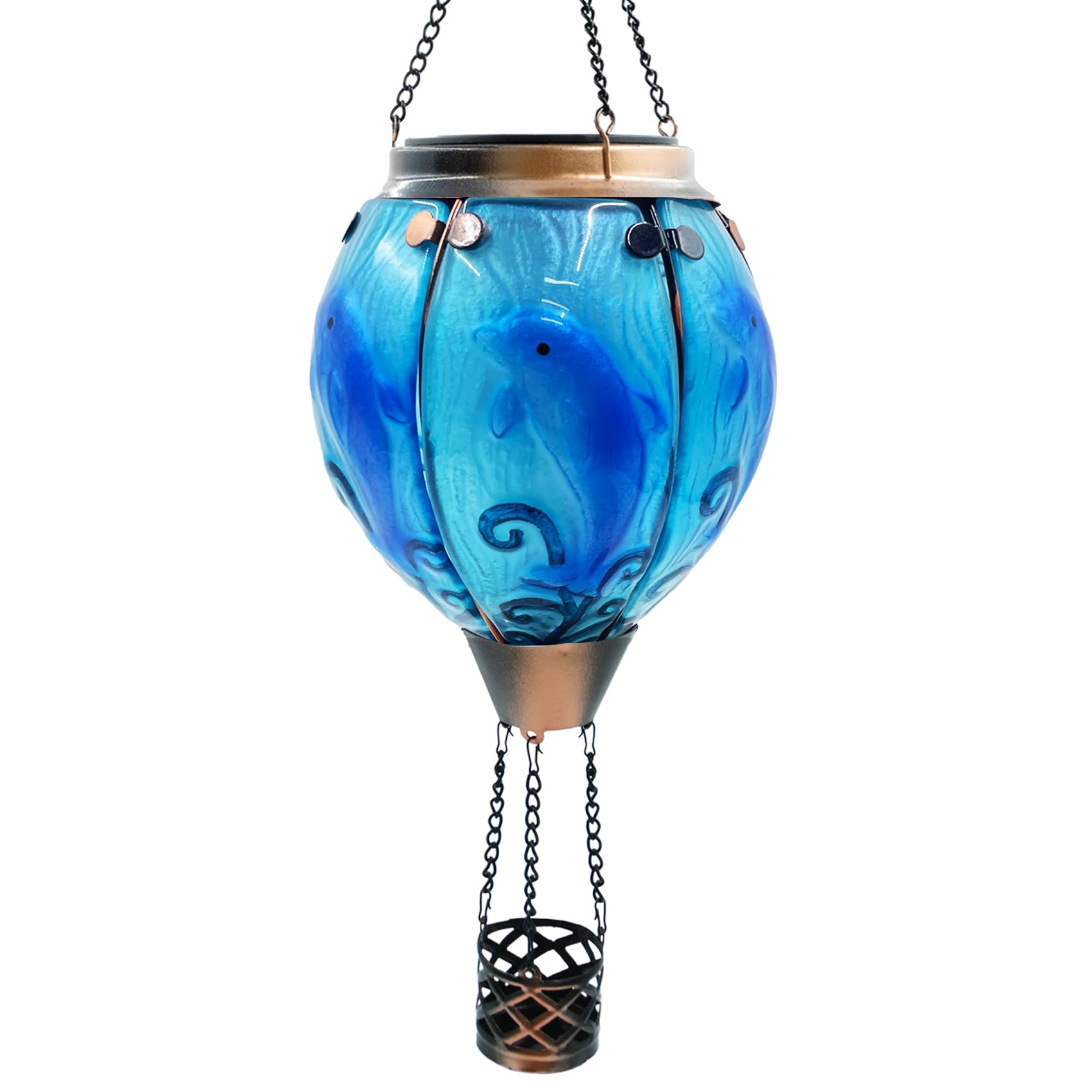 Lanterne solaire montgolfière avec flamme dauphin