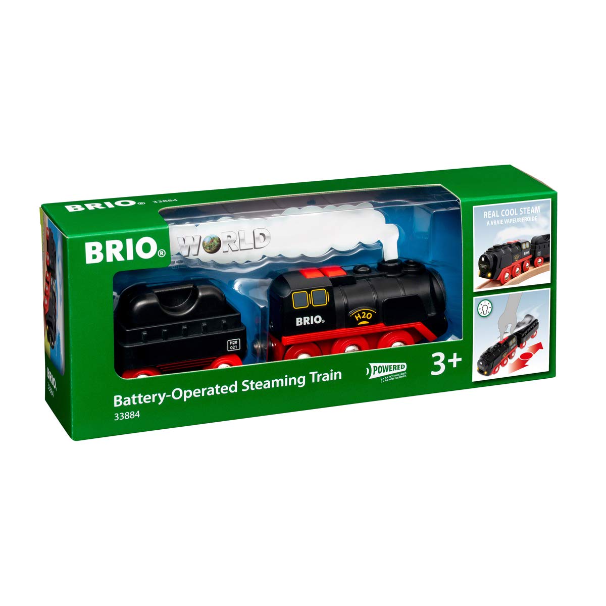 BRIO 33766 - Großes Premium Set, Kunststoffboxen, Bauernhof Tiere & World 33884 Batterie-Dampflok mit Wassertank