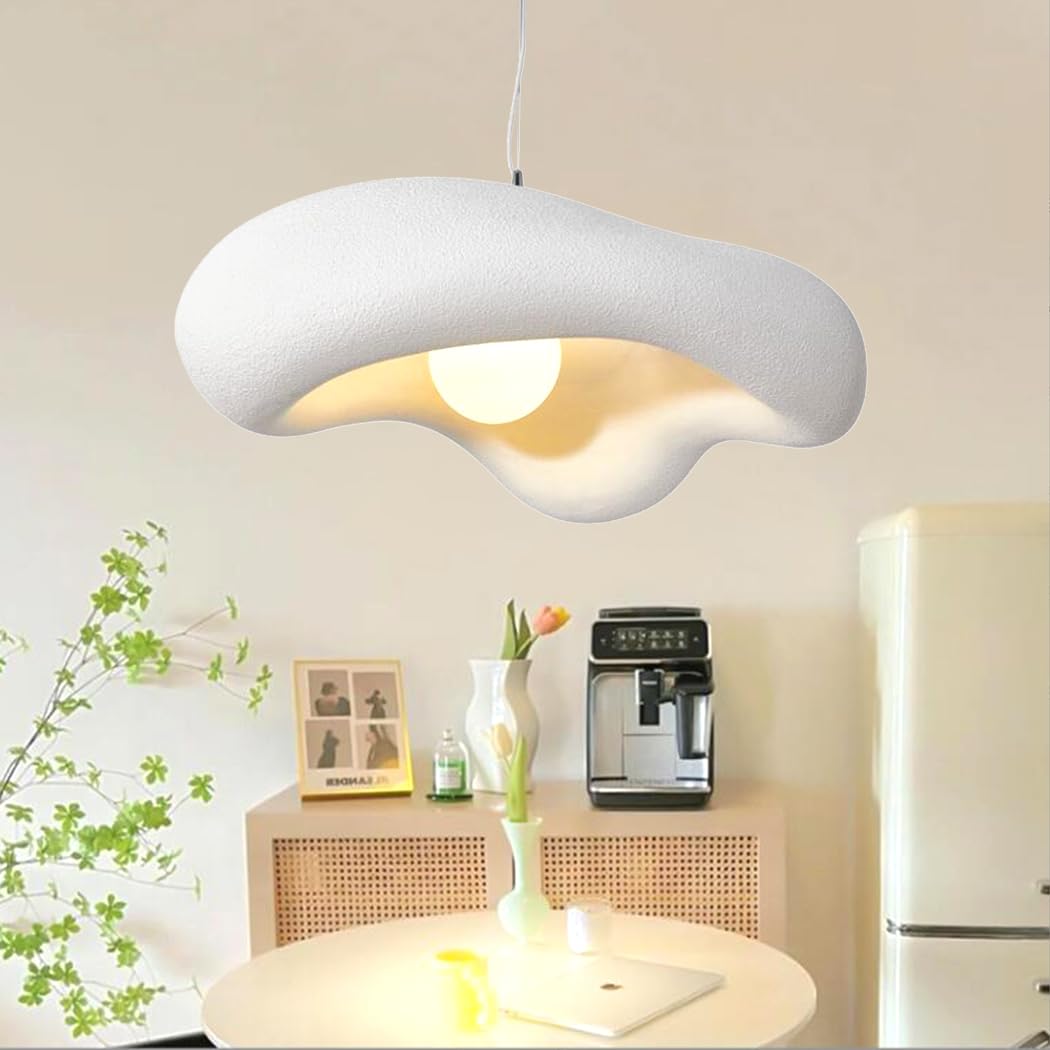 Lámpara Colgante Wabi Sabi Moderna Luz Colgante De Flores Creativa Lámpara De Mesa De Comedor Estilo Nórdico Lámpara De Araña De Dormitorio Sala Comedor Cocina Habitación Iluminación Blanco,50cm