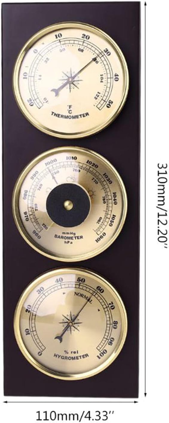 Barometro, Barometro da Parete 3 in 1 per La Casa, Stazione Meteorologica con Struttura in Legno, Termometro Igrometro Barometro, Uso Interno Ed Esterno, Stazione Meteorologica Tradizionale