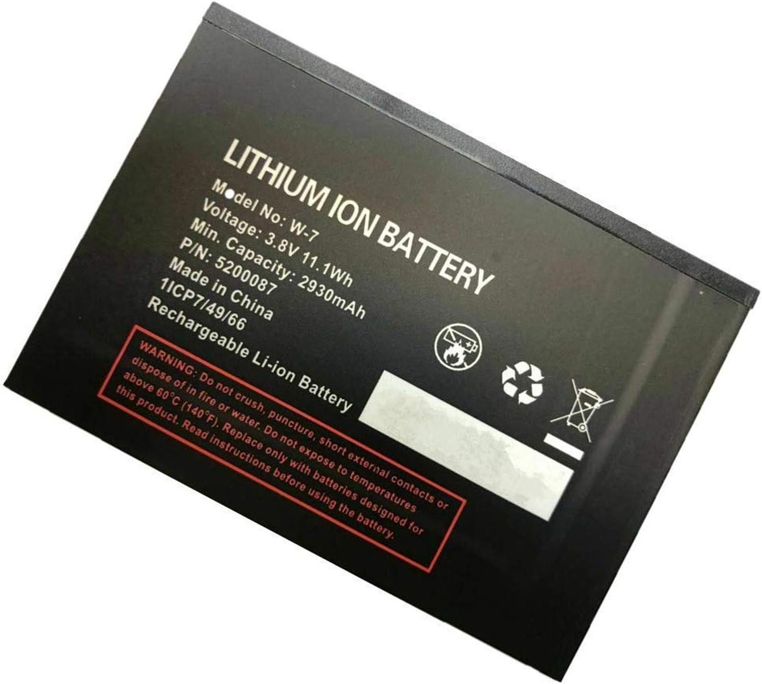 W-7 W-7a Battery Replacement for Netgear irCard 779S 4G AC779S NTGR779ABB Fuse 779 W-7 W-7a 308-10004-01 5200087(3.8V 11.1Wh 2930mAh)