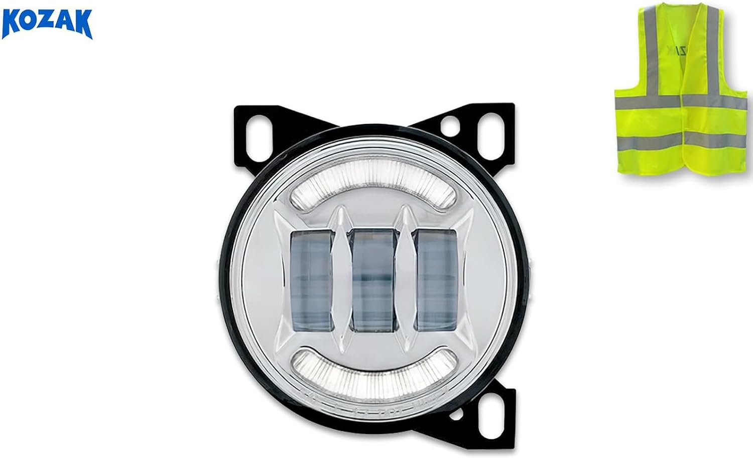 KOZAK Full LED Fog Light Lamp w/LED Arches High Power (Left Driver Side) compatible with Kenworth T660 PLUS Logo and Vest