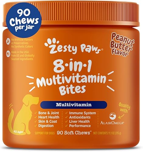 Miniatura 33 de Zesty Paws Multivitamínico para perros, vitaminas masticables para perros y suplementos para cadera y articulaciones, piel y pelaje, aceite