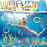 Hysagtek Tauchringe für Kinder Set, 26 Stücke Pool Spielzeug, Schwimmspielzeug für Tauchtraining Poolparty Schwimmbad, Tauchen Ringe Torpedo Seetang Oktopus Tauchen Edelsteine Tauchen Tür