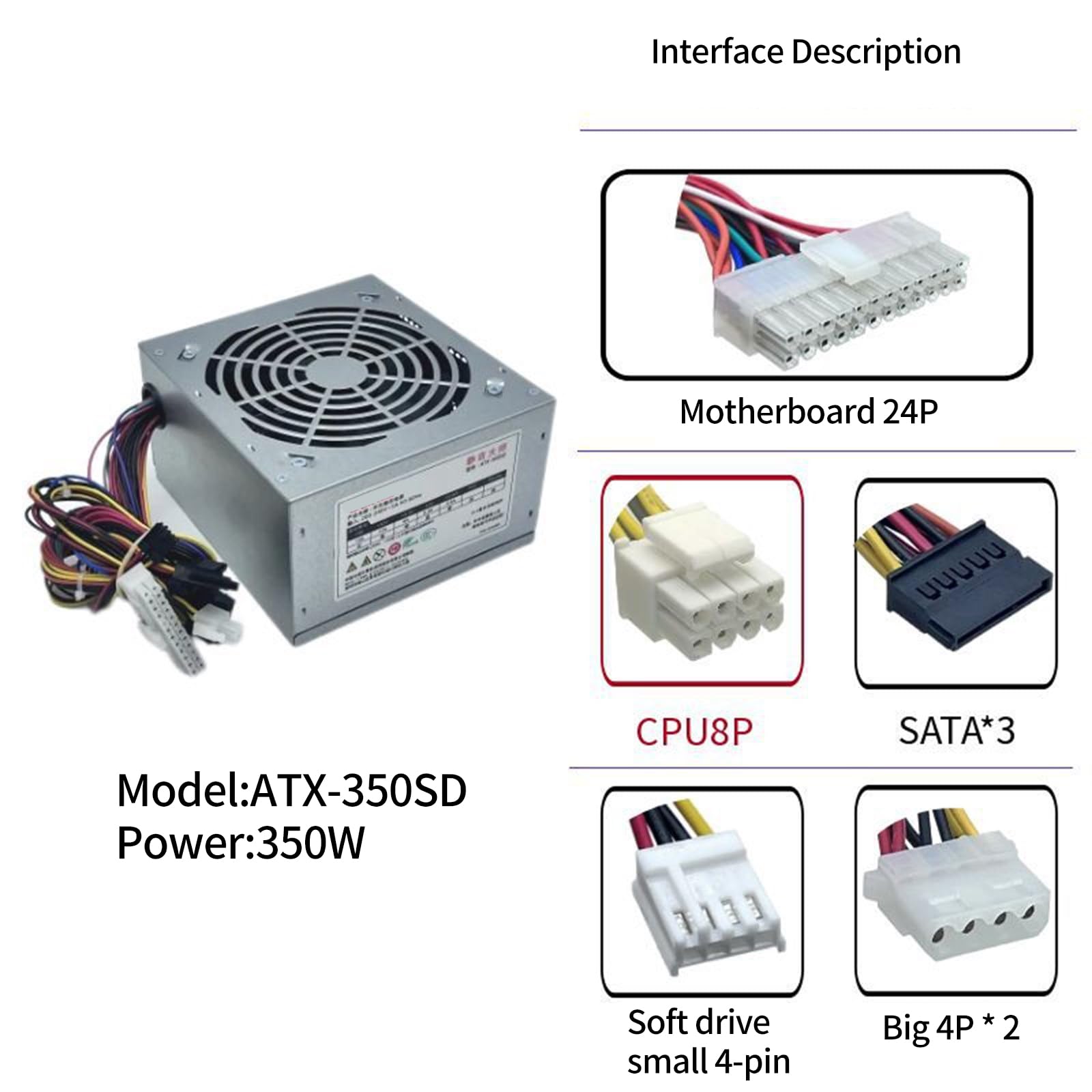 Alimentatore 200W/250W/300W/350W 300SD 200SD per Giocatori Modulo Alimentazione PC con Tensione Affidata