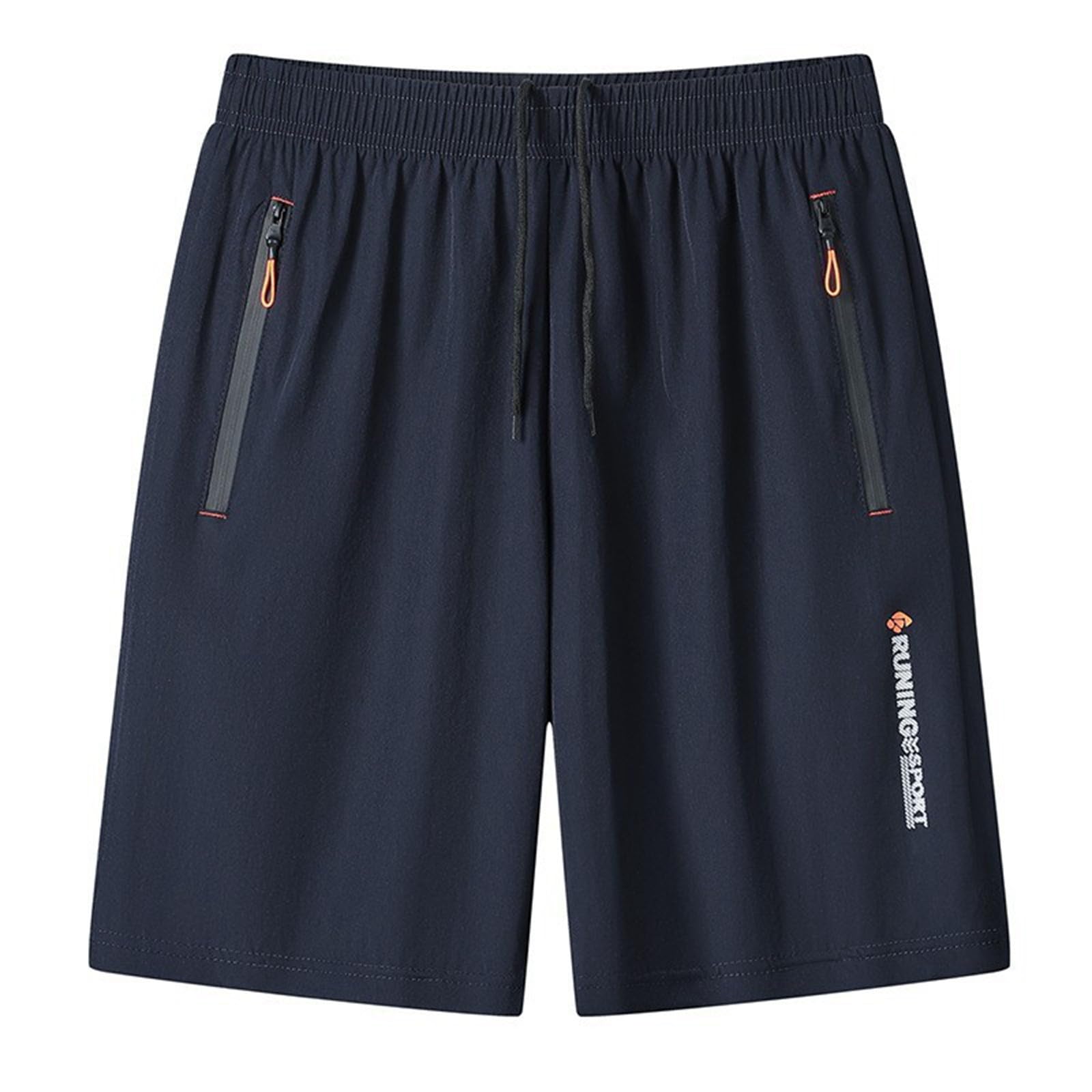 Athletic Casual Shorts for Men Letter Print Lightweight Breathable Shorts Gym Athletic Shorts with Zipper Pockets