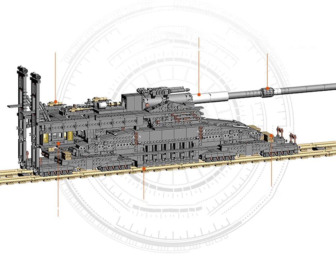 SchwererGustav Panzer Bausteine, Dora-Kanone Militär Panzer Modellbausatz | 3846 Teile, 3-IN-1, WW2 Klemmbausteine Tank, Konstruktions Modell Set