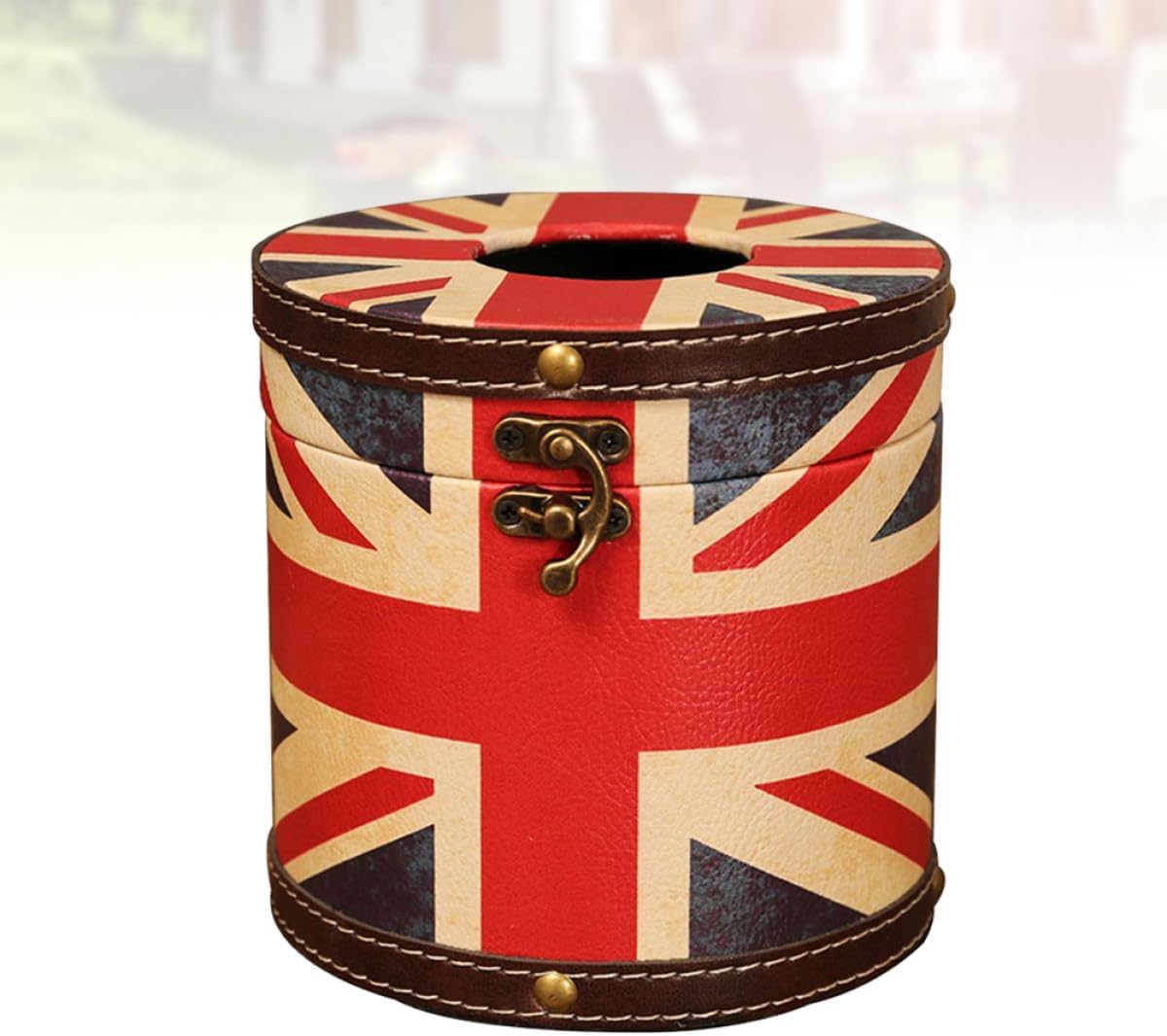 HEMOTON Leather Tissue Box Cover England Style Classic Facial Tissue Holder Pu Leather Paper Dispenser for Bathroom Vanity Office Desktop Home Decor