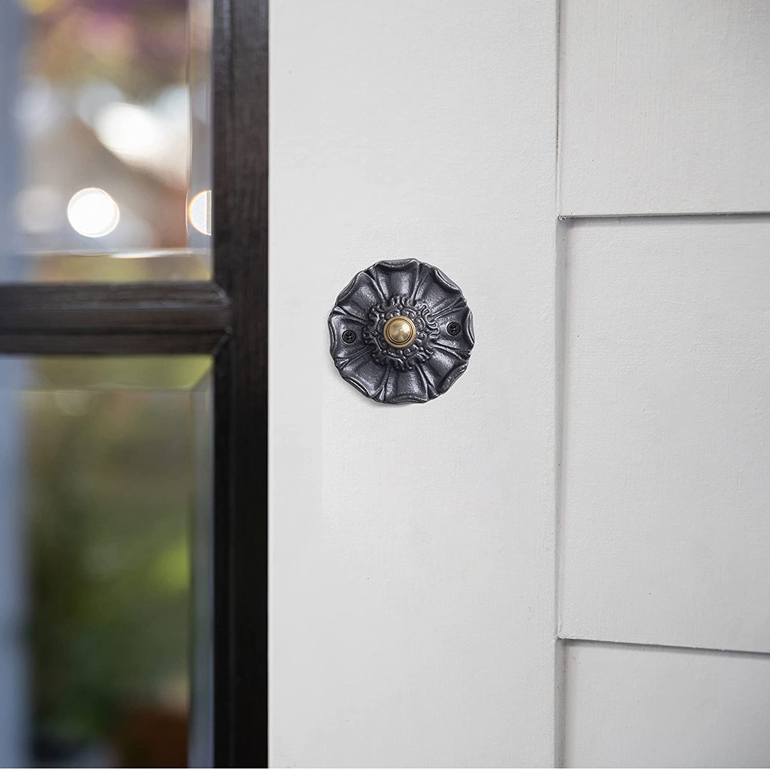 Bedrade Ijzeren Circulaire Deurbel Drukknop in Antiek Messing Afwerking Vintage Decoratieve Deurbel met Eenvoudige Install