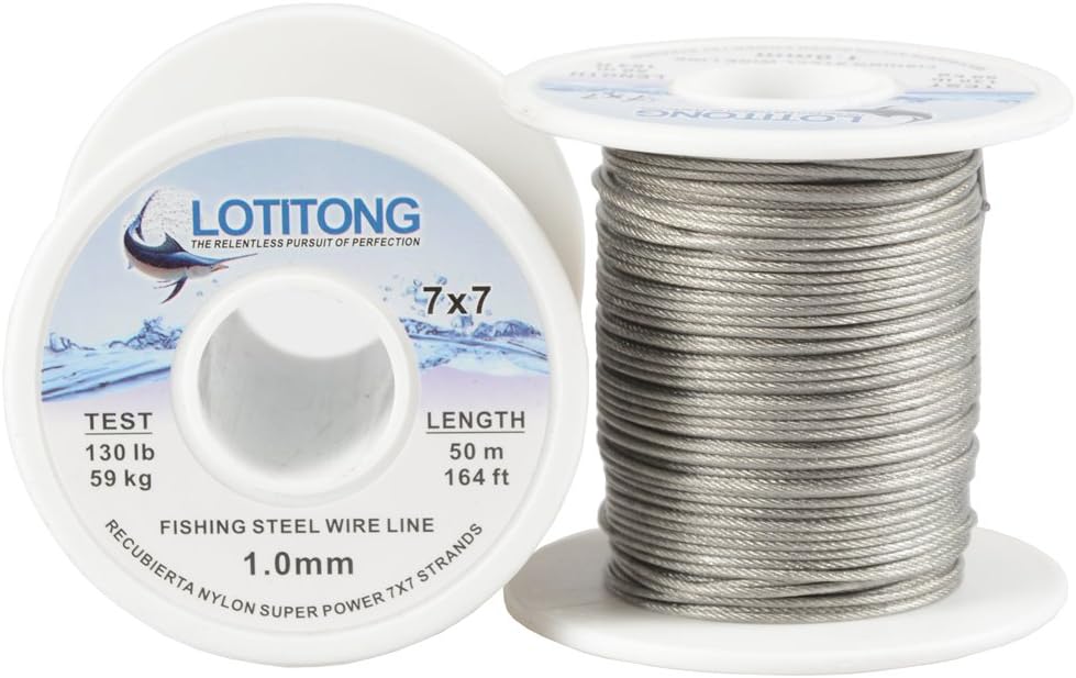 Super power 130LB 164ft fishing steel wire line 7x7 49 strands Trace Coating Wire Leader Coating Jigging Wire Lead Fish Jigging Line diameter 1.0mm