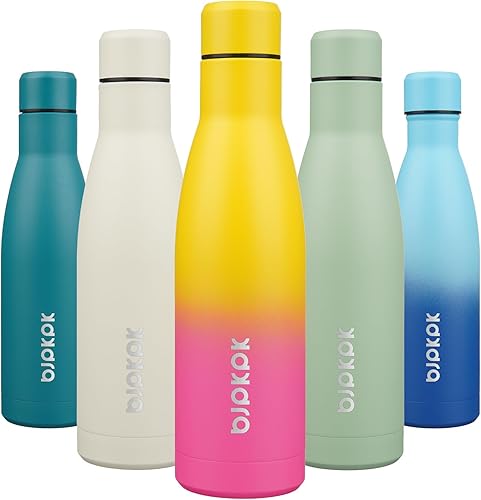 BJPKPK Botellas de agua aisladas de 17 onzas, botellas de agua deportivas de acero inoxidable que mantienen el frío y el calor, aptas para viajes,