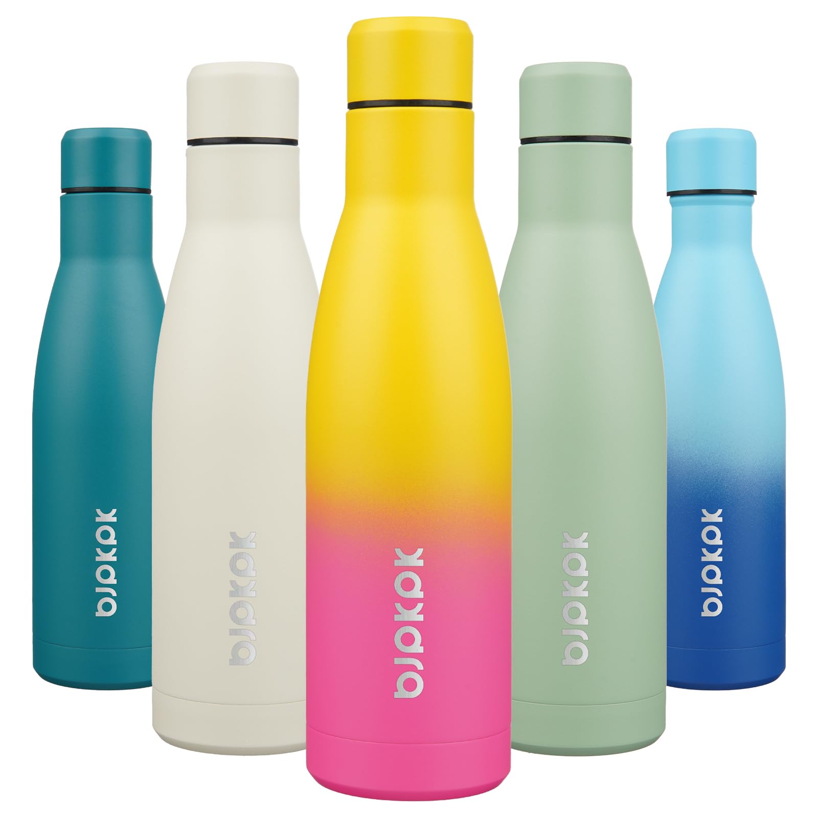 BJPKPK 17oz Insulated Water Bottles Stainless Steel Sports Water Bottles Keep Cold and Hot for Travel Dishwasher Safe,Rainbow