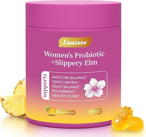 Her Juicy - Gomitas probióticas diarias para mujer con prebióticos y olmo resbaladizo, promueve el equilibrio del pH, la salud intestinal y el apoyo