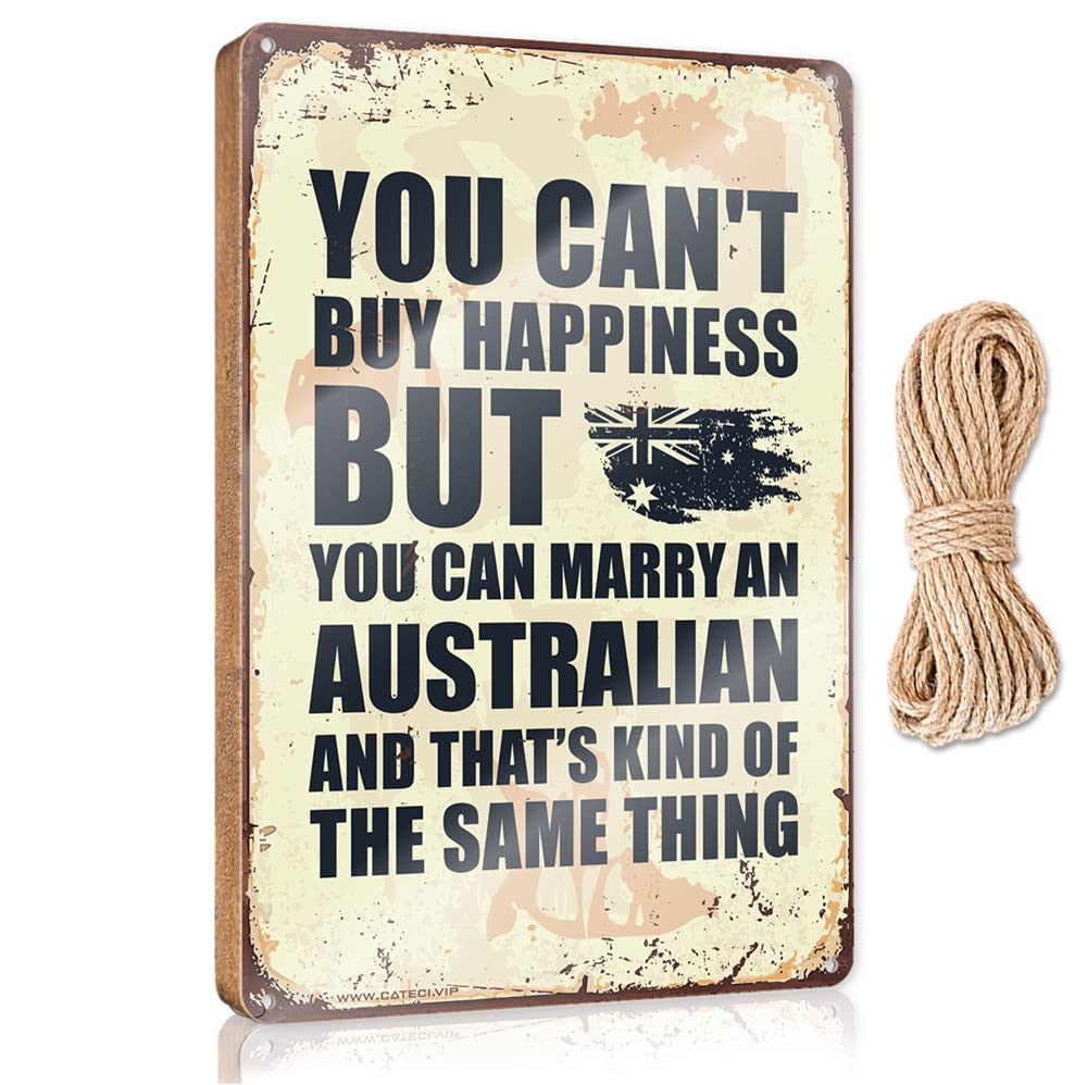 Yyhleh One Color Patio Decor Funny Bathroom Accessories You Can't Buy Happiness But Can Marry An Australian Wooden Sign(23X35cm)