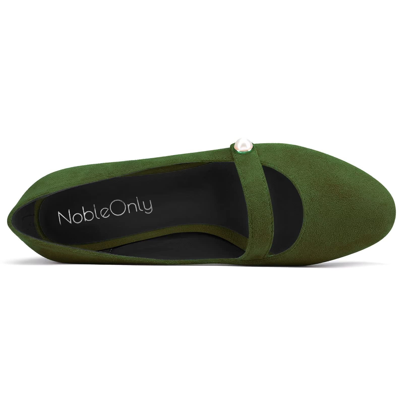 NobleOnly Mujer Cerrado el Dedo del pie Redonda Punta Medio Chunky Ancho Heel Mary Jane Pumps Cute Dress Oficina Fiesta Zapatos 5 CM Heels