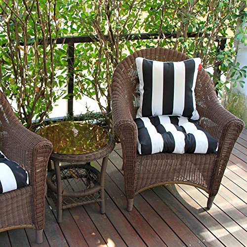 Pcinfuns Outdoor/Indoor All Weather Wicker Seat Cushions,Patio Furniture Chairs Home Garden Use,19"X19"X5",Black White #TOP5