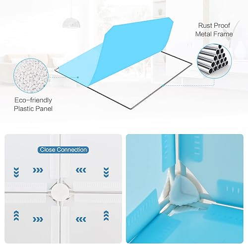 Miniatura 8 de INFANS Armario para niños, armario portátil para bebé, lindo para dormitorio de niños, armario de guardería con puertas, 12 cubos, 2 secciones para