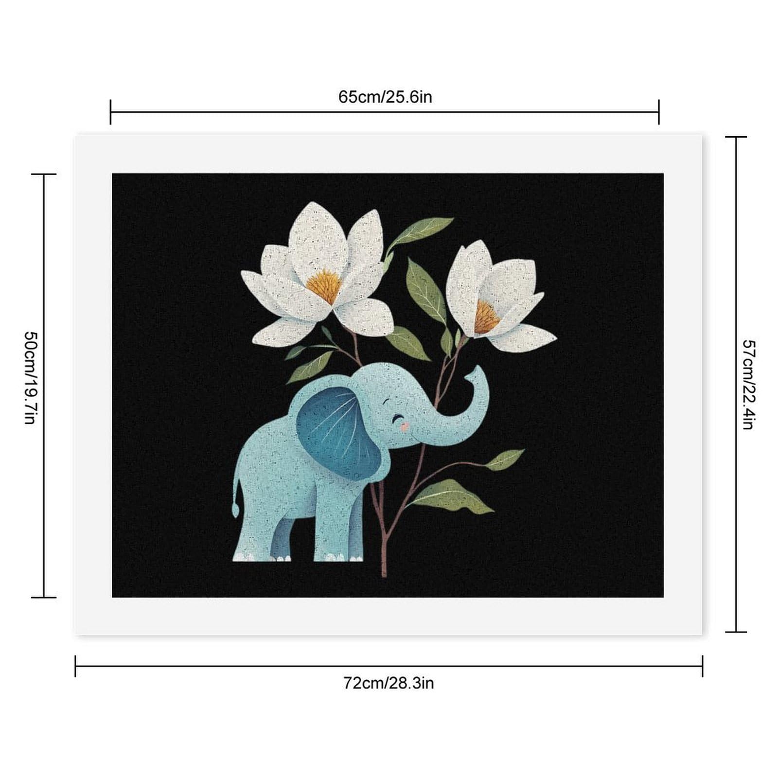 Lustiges Malen nach Zahlen für Erwachsene, Motiv: Elefant, Magnol, Blumen, Baumwolle, digitales Ölgemälde, Heimdekoration, Geschenk, 50 x 65 cm