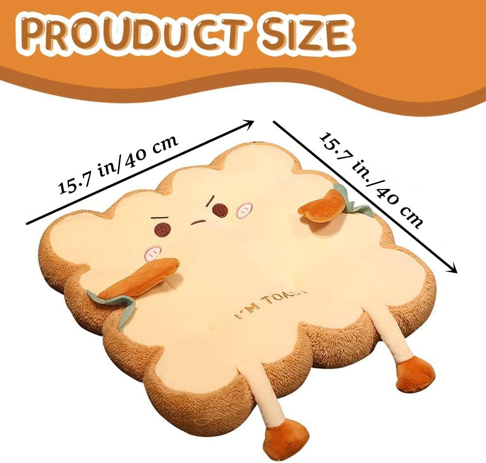 JOSON 17.8 inch Toast Pillow pad, Kawaii Plush Toy Funny Food Plush pad, for Office, Bedroom Seats, Valentine's Day, Christmas Birthday Gift (Square-Grievance) - Image 2