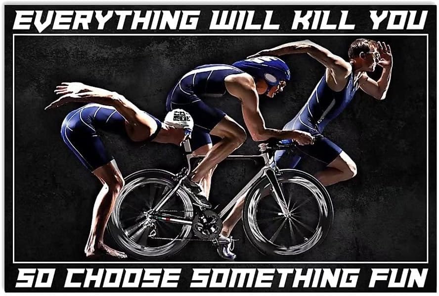 Black and White Canvas Wall Art Triathlon Picture Print