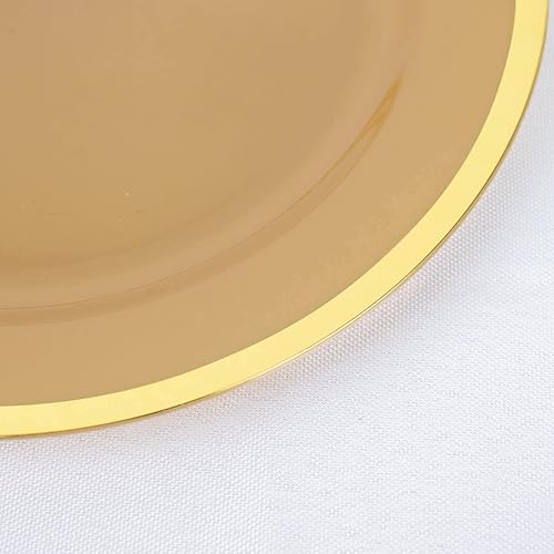 Miniatura 6 de Efavormart - Paquete de 10 platos de postre redondos de plástico Regal Gold de 7 pulgadas, platos desechables para ensalada