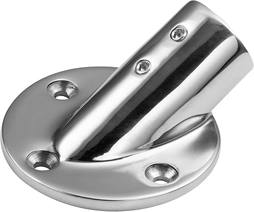 Anglerbasics Barandilla de mano para barco, Base de barandilla de mano de acero inoxidable resistente, Base redonda de 30 grados de 78 pulgadas,
