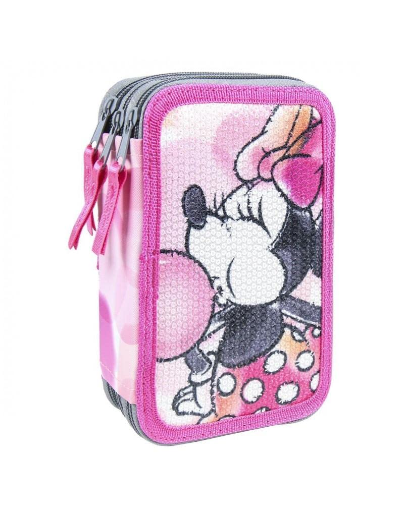 CERDÁ LIFE'S LITTLE MOMENTS - Estuche Escolar 3 Compartimentos Niña de Minnie Mouse - Licencia Oficial Disney