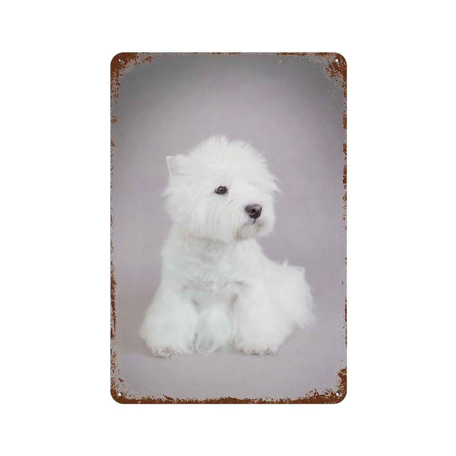 Westie 11.8"x7.9" Rust Effect Tin Sign, Decorative Metal Wall Art for Garage, Bar And Workshop Decor