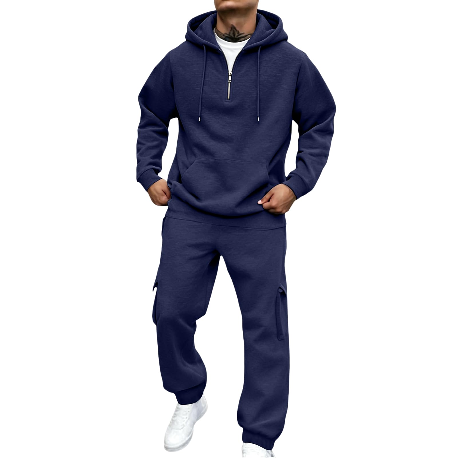 Mens Sweat Suits 2 Piece 1/4 Zip Hoodie and Sweatpants Set
